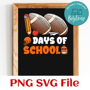 Football 100 Days of School PNG SVG file template