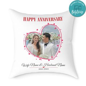 Wedding Anniversary Pillow Cushion Customizable Template Instant Download