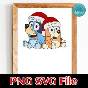 Bluey And Bingo Christmas PNG SVG file template