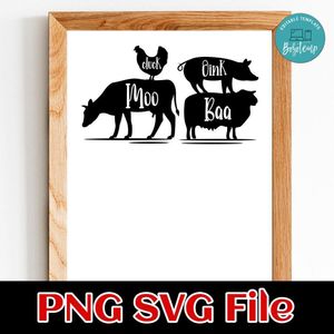 Cluck oink baa moo PNG SVG file template