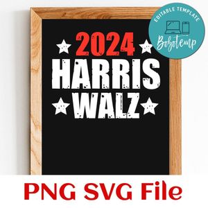 Harris Walz 2024 Vintage PNG Customizable Instant Download