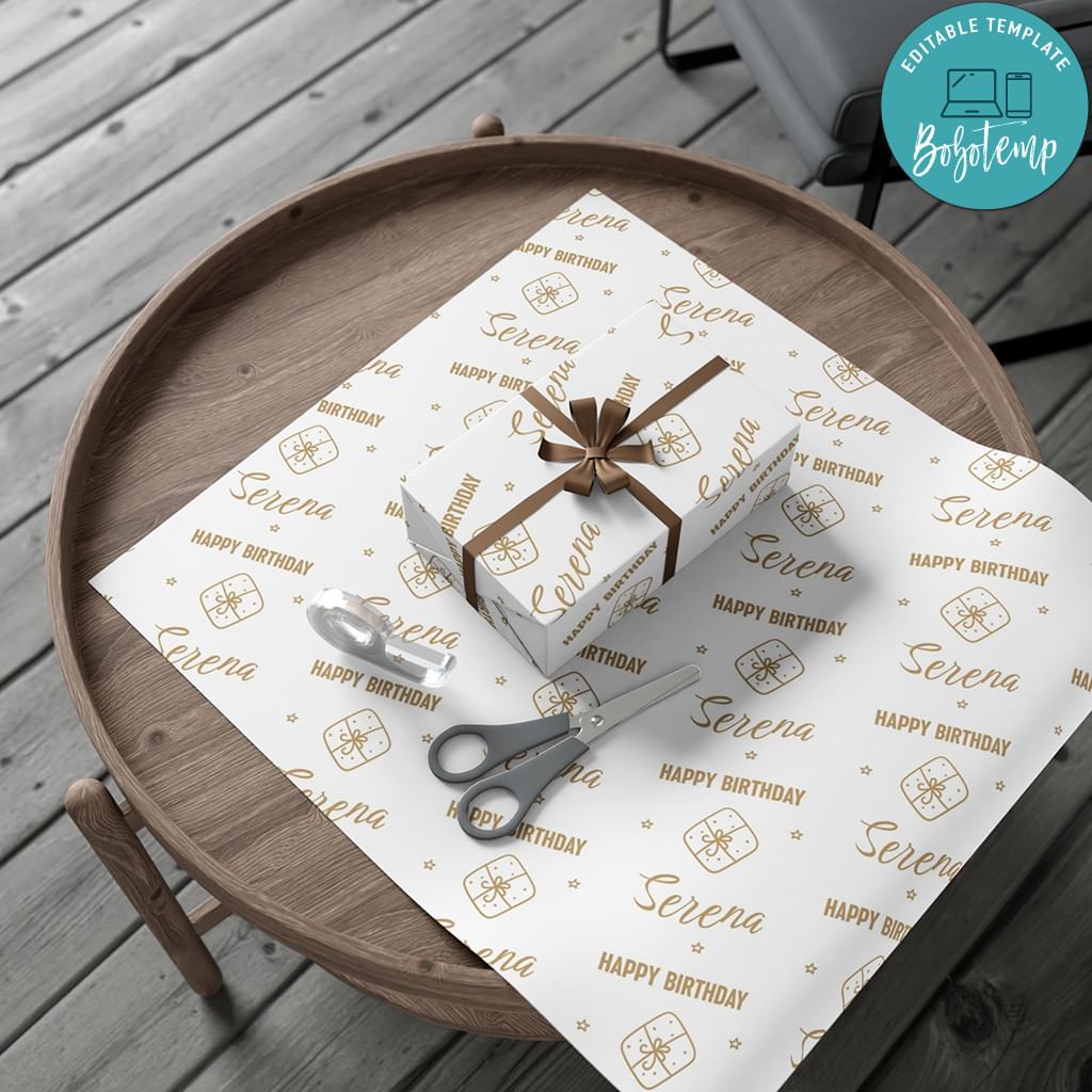 Personalised Happy Birthday Gift Wrap Customizable | Bobotemp