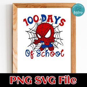 Spiderman 100 Days Of School SVG PNG Customizable Instant Download