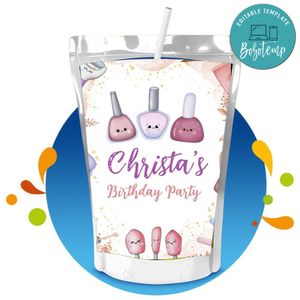 Mani pedi Birthday Capri Sun Customizable template instant download