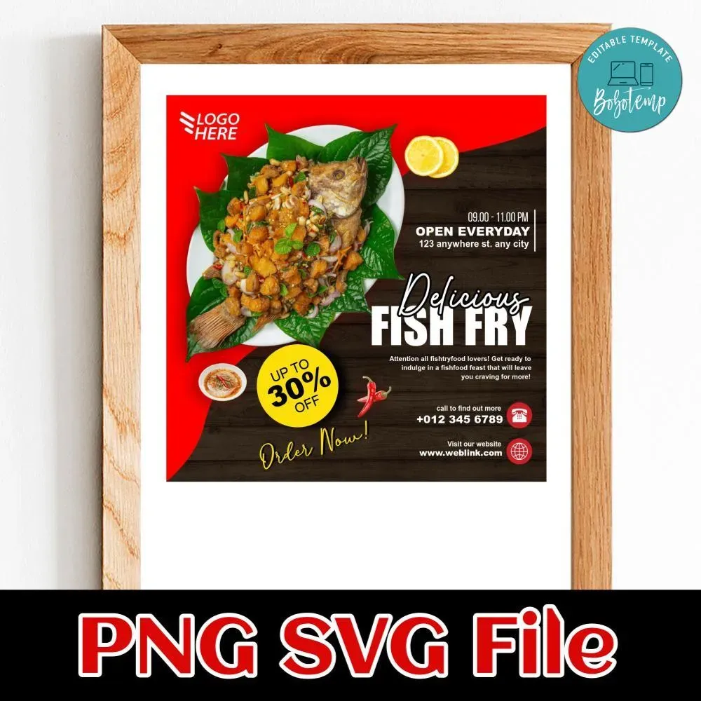 Fish Friday Flyer Template Customizable DIY | Bobotemp Shop
