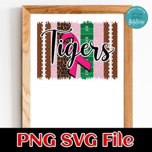 Tiger Cancer Awareness Football PNG design template