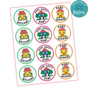Housewarming Cupcake Toppers Template Printable Instant Download