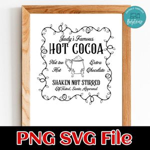 Hot Cocoa Shaken Not Stirred SVG Customizable Instant Download