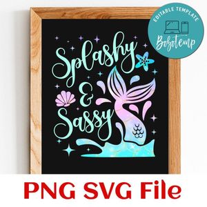 Splashy and Sassy Mermaid SVG PNG design template