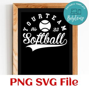 Softball Team Template SVG Customizable