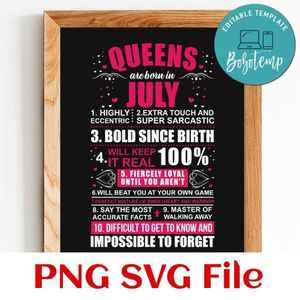 Queen are born in july PNG file template