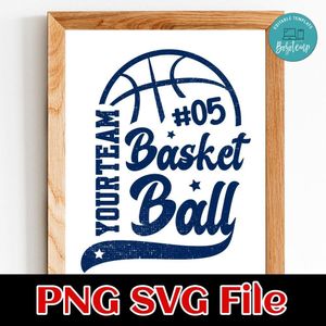 Basketball custom Name and Number PNG SVG design template
