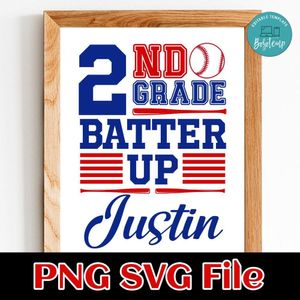 2ND Grade Batter Up SVG PNG design template