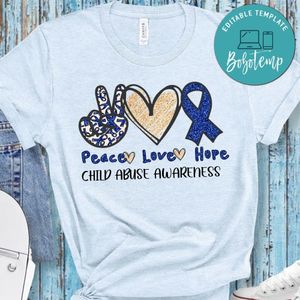 Peace love hope child abuse awareness PNG file template