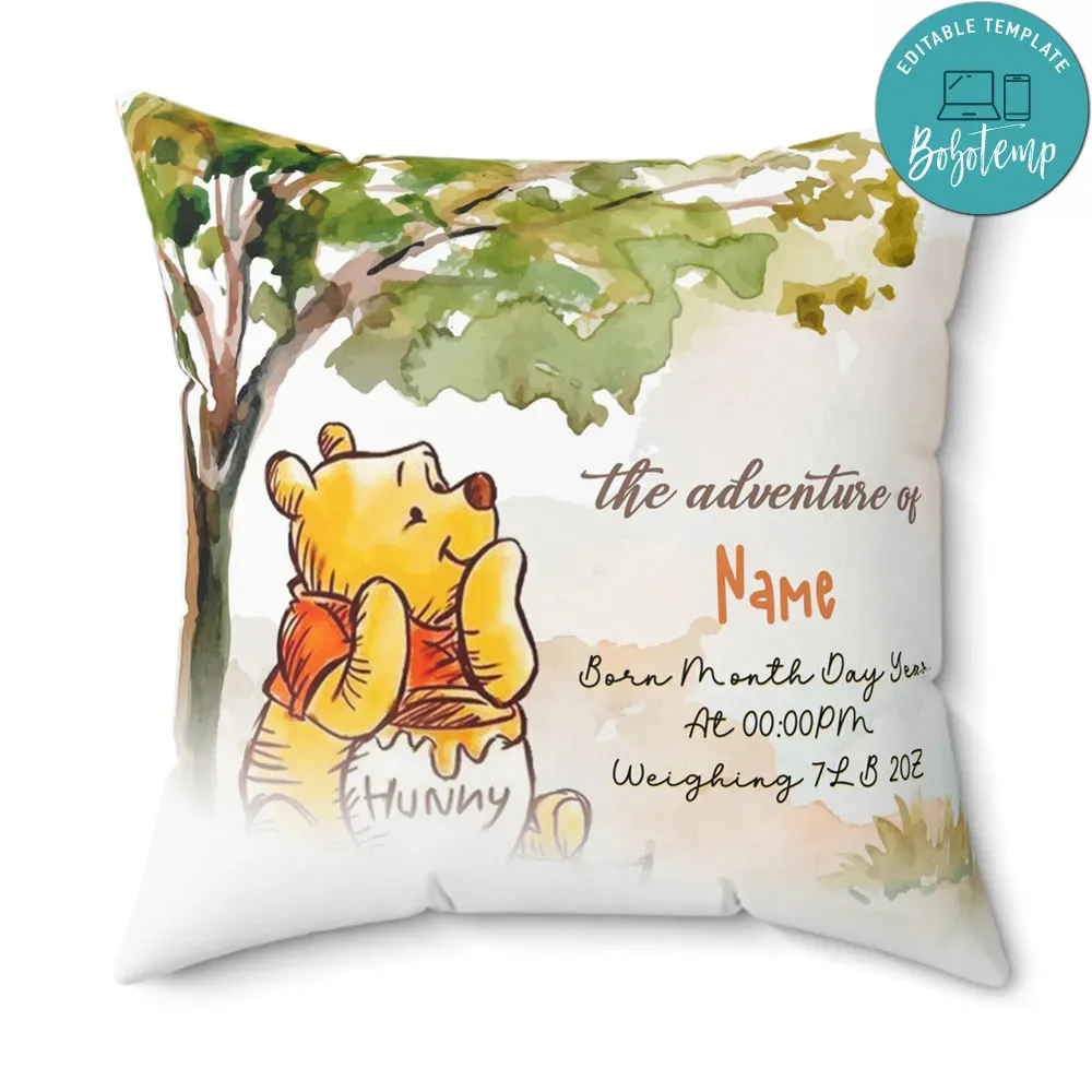 Pooh Bear Pillow Cushion Customizable Template Instant Download Bobotemp