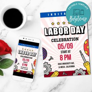 Labor day Invitation Template Customizable Instant Download