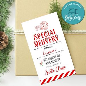 Santas delivery Tag design template customizable instant download