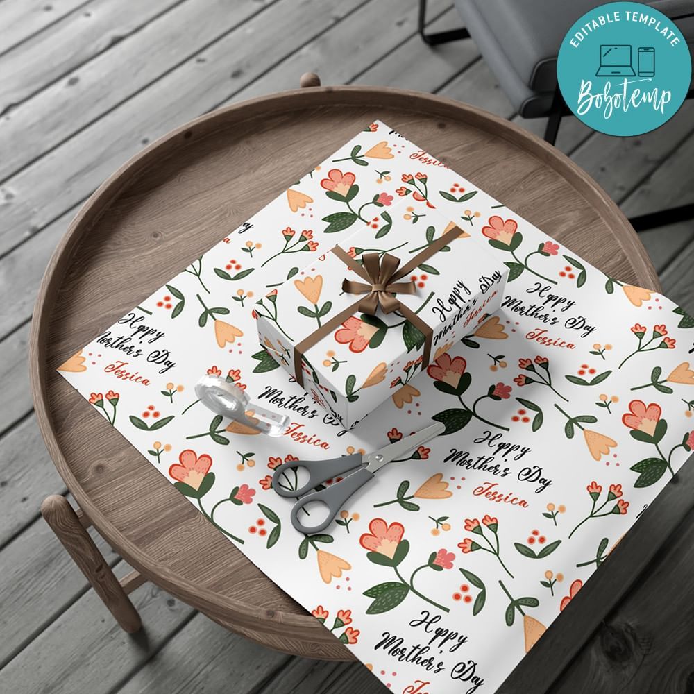 Happy Mother's Day Custom Name Gift Wrap Paper