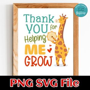 Thank you for helping me grow Teacher Appreciation PNG SVG design template Customizable Instant Download