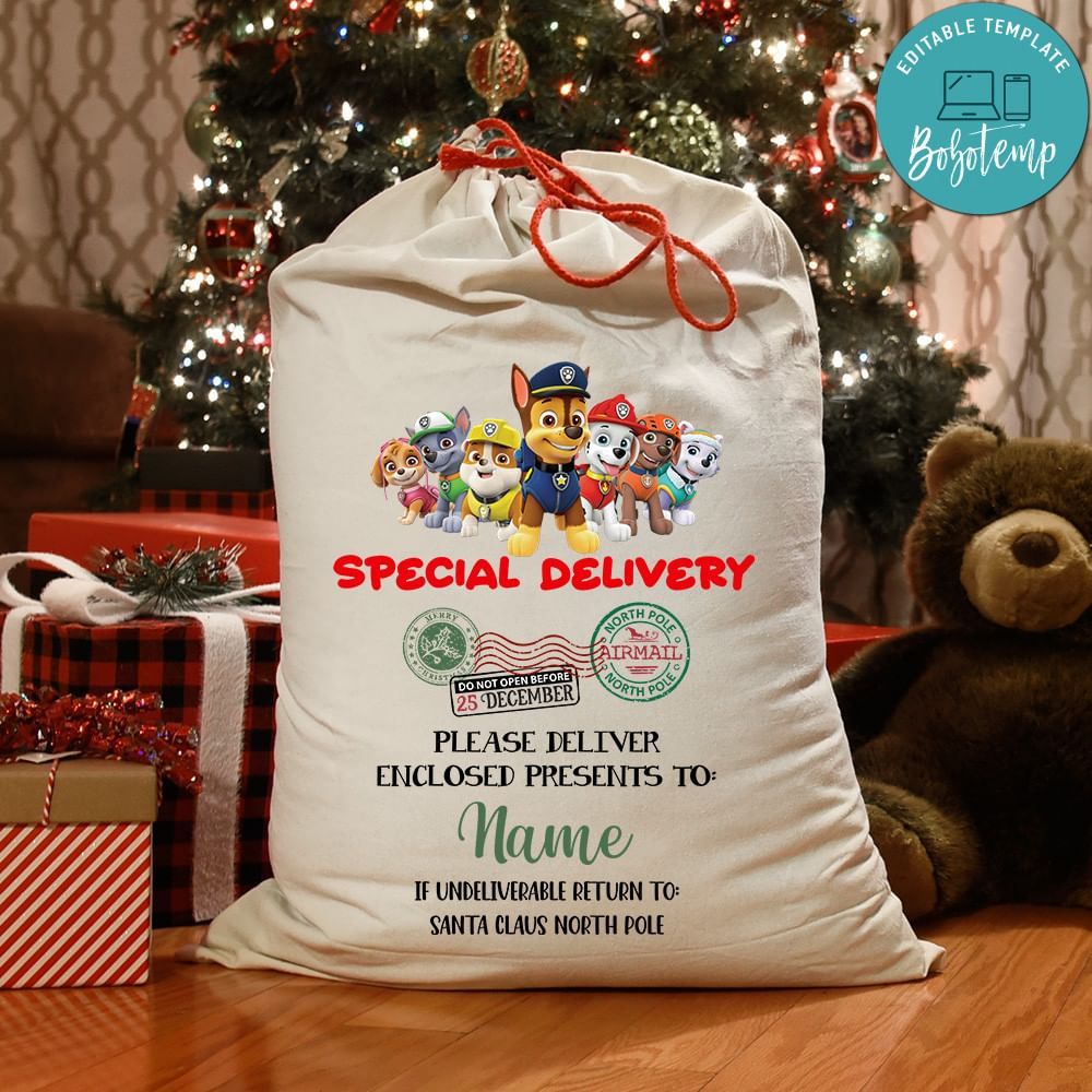 Paw Patrol Santa Sack PNG SVG file template