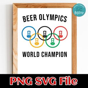 Beer Olympics World Champion SVG PNG Customizable Instant Download