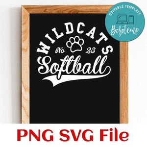 Wildcats Softball Team SVG Customizable