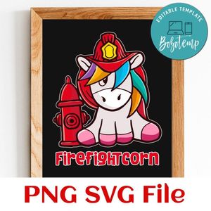 Firefighter Unicorn SVG PNG design template