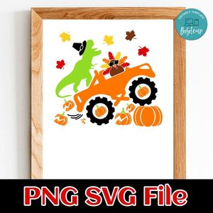 Turkey and Dinosaur Monster Truck PNG file template