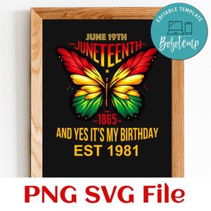 Juneteenth 1865 Butterfly Customer Request PNG file template