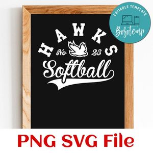 Hawks Softball Team SVG Customizable