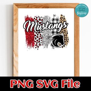 Team Blue Mustangs Brush stroke PNG design template
