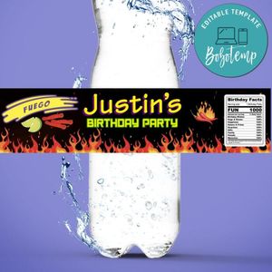 Takis Birthday Bottle Label Customizable template instant download