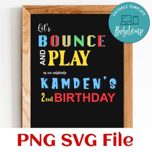 Let's bounce and play birthday PNG file template