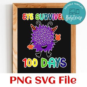 Eye Survived 100 Days PNG SVG file template