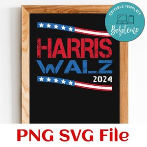 Harris Walz 2024 USA Flag SVG PNG Customizable Instant Download