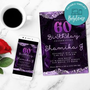 60 shades of purple Invitation Template Customizable Instant Download