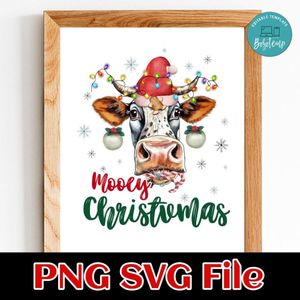 Funny Cow Mooey Christmas SVG Customizable Instant Download