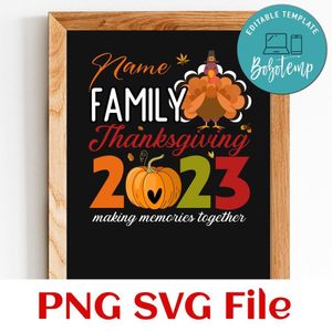 Family Thanksgiving making memories together PNG design template
