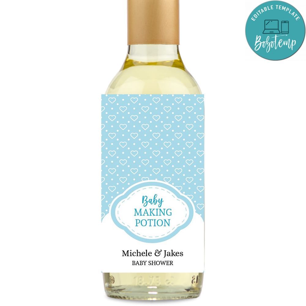 Baby making potion mini bottle customizable template instant download