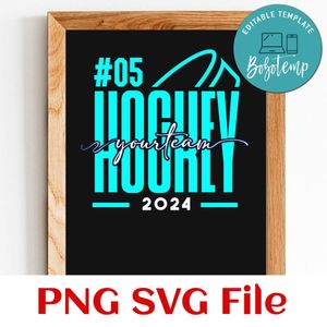 Hockey Custom Number and Team Name SVG design template