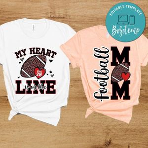 My heart is in the line Football mom Customer Request PNG file template