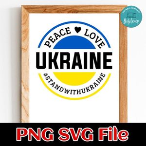 Peace Love Ukraine PNG SVG file template