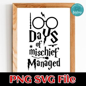 100 Days of Mischief Managed PNG SVG file template