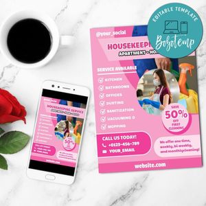 Housekeeping Service Flyer Template Customizable Instant Download