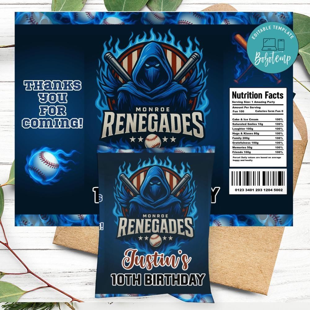 Renegades Chip Bag Customizable template instant download