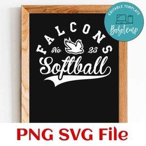 Falcons Softball Team SVG Customizable