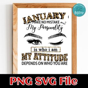 January girl Leopard PNG SVG file template