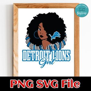 Detroit Lions girl PNG SVG file template