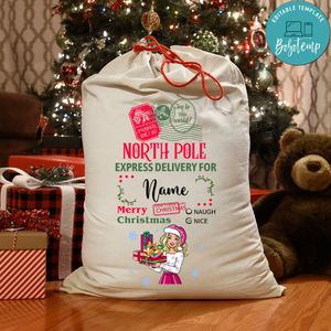 Barbie Santa Sack PNG SVG file template