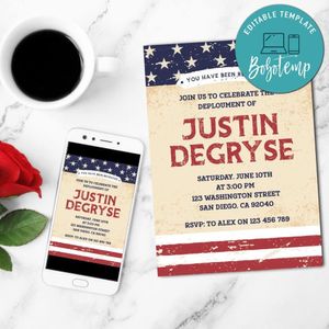 Army going away Invitation Template Customizable Instant Download